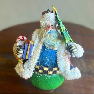 Vintage Fabric Mache Roly Poly Fabric Mache Ornament Old World Santa